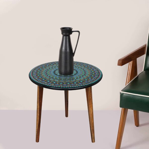 Wooden Round Side Table | Epoxy End Table | Coffee Table | Mid Century Modern Resine | Living Room Furniture - Image 4