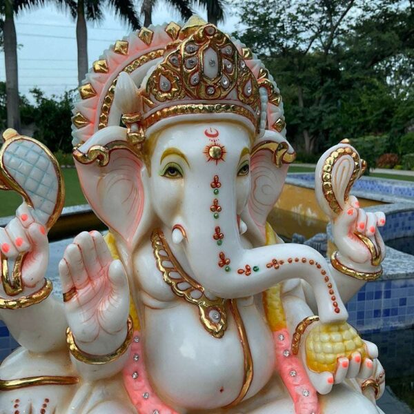 Exquisite Marble Ganesh Murti - Image 3