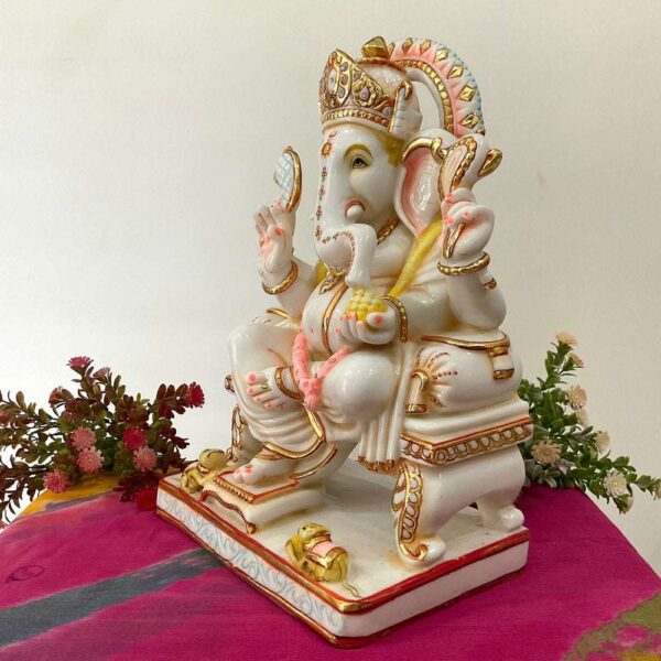 Exquisite Marble Ganesh Murti - Image 2