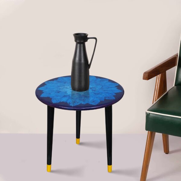 Wooden Round Side Table | Epoxy End Table | Coffee Table | Mid Century Modern Resine | Living Room Furniture - Image 4
