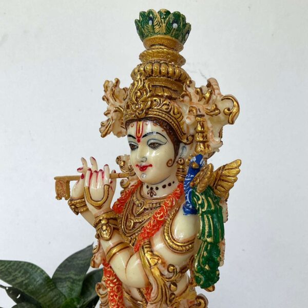 Beautifully Carved Marble Krishna Ji Idol - Image 2