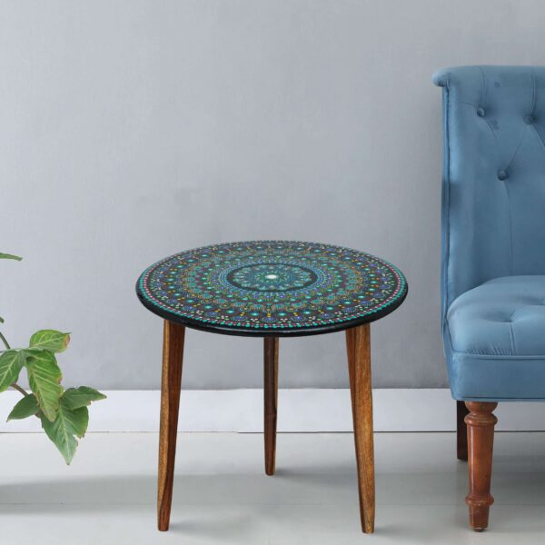 Wooden Round Side Table | Epoxy End Table | Coffee Table | Mid Century Modern Resine | Living Room Furniture