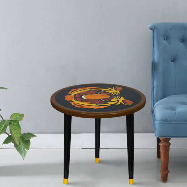 Wooden Round Side Table | Epoxy End Table | Coffee Table | Mid Century Modern Resine | Living Room Furniture - Image 2