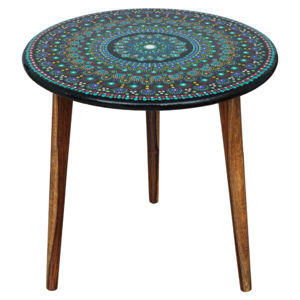 Wooden Round Side Table | Epoxy End Table | Coffee Table | Mid Century Modern Resine | Living Room Furniture - Image 2