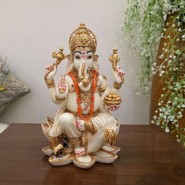 Handcrafted Marble Lord Ganesha Murti - Image 2